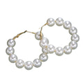 Big White Pearl Stainless Steel Hoop Fashion Acrylic Pearl Crystal Gold Beauty Girl Cheap Earrings