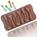 088 6 Cavity Spoon Silicone Chocolate Cake Mold for Baking Home Diy Hand Make Ice Cube Tray Cake Mold  Candy Tray Resin