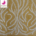 2022 Latest White Pearls Sequins Beaded Lace  Fabric Beaded Fabric for Evening Bridal Wedding Dress HY2306
