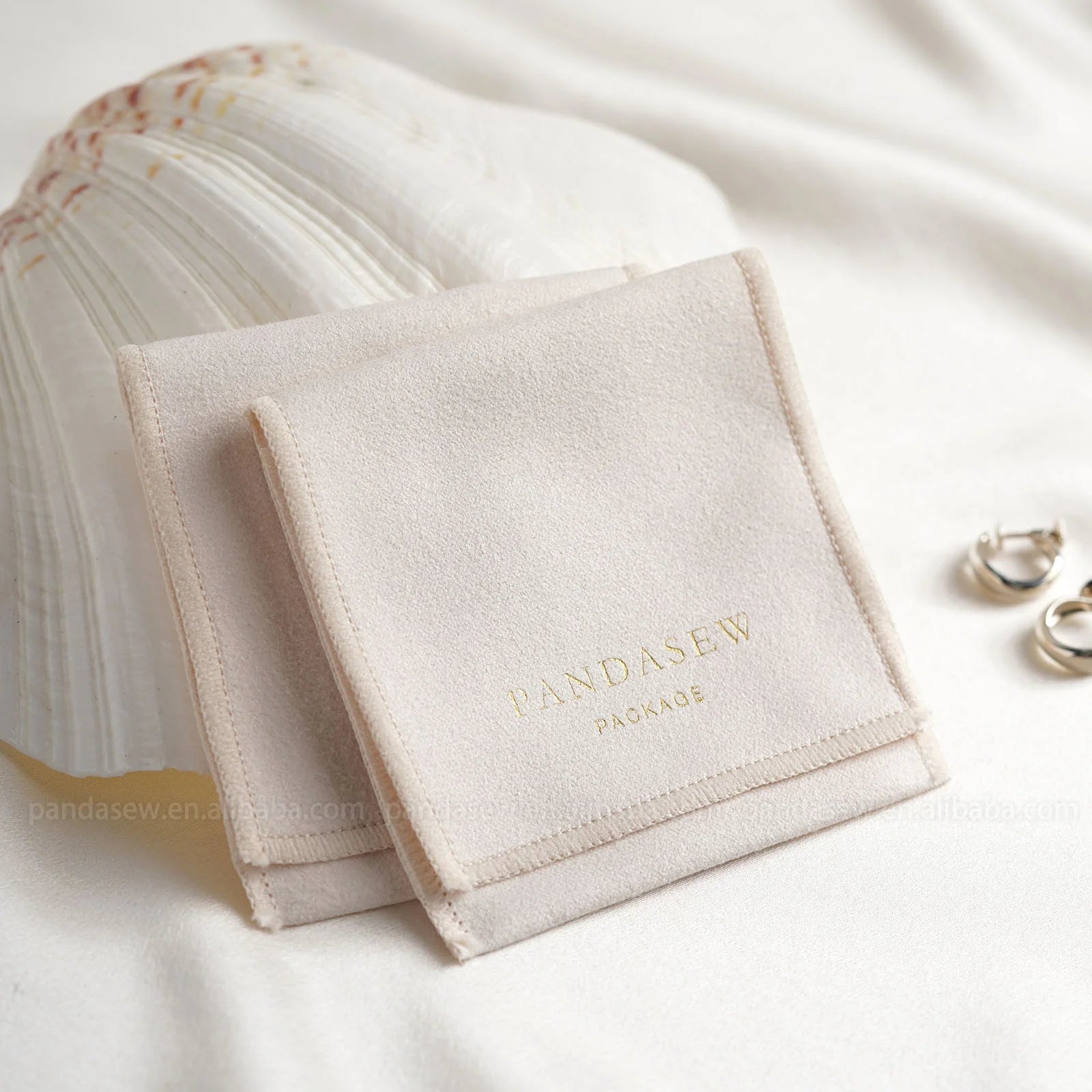 PandaSew Custom Jewelry Bag Velvet Earrings Rings Jewelry Pouch Envelope Style with Logo