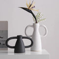 Nordic Frosted White Minimalist Ceramic Tabletop Vase Dried Flower Arrangement for Living Room Foyer Decoration Floral Ware