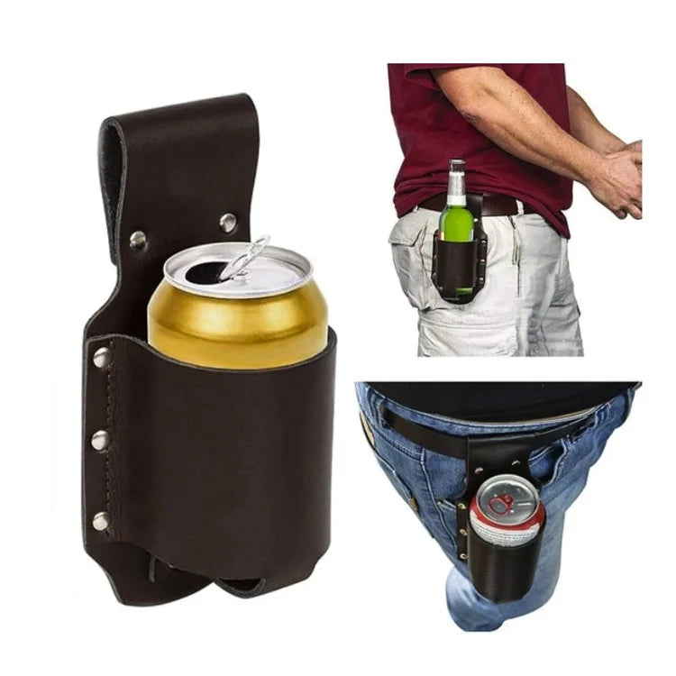 Multi-functional Storage Bag Custom Portable Soda Bottle Hanger Bag Cans Holder PU Leather Waist Belt 350ml Beer Holder