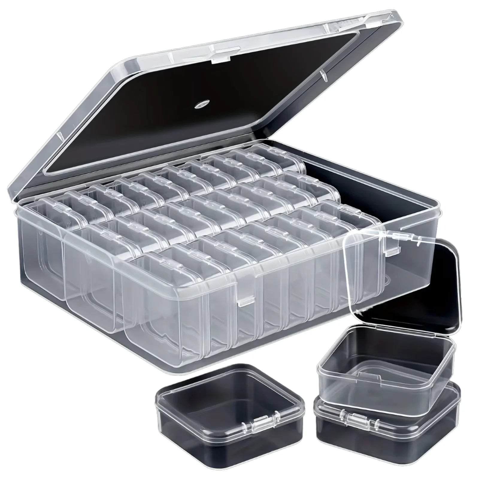 Small Mini Rectangle Clear Plastic Bead Organizer Box with Hinged Lid for Jewelry Making Supplies and Beads Crafts Storage