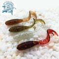 50mm 2.1g Artificial Freshwater Trolling Trout Fishing Tackle Bait Screw Grub Worm Fork Split Tail Soft Lure
