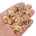 SC Popular Stainless Steel Jewelry Accessory Parts Cute Summer Ocean DIY Charm Trendy Fish Leaf Conch Turtle Starfish Pendants