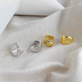 18k Gold Plated 925 Sterling Silver Wide Face Smooth Irregular Geometry Hoop Earrings Fine Jewelry for Women Lady