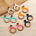 New Material Mixed Colors Round Hollow Natural Wood Stitching Teardrop Charms Water Drop Resin Earrings Circles