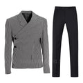 Men's Houndstooth Jacket With Black Trousers Suit Notch Lapel Two Pieces Tuxedos Casual Daily Dinner
