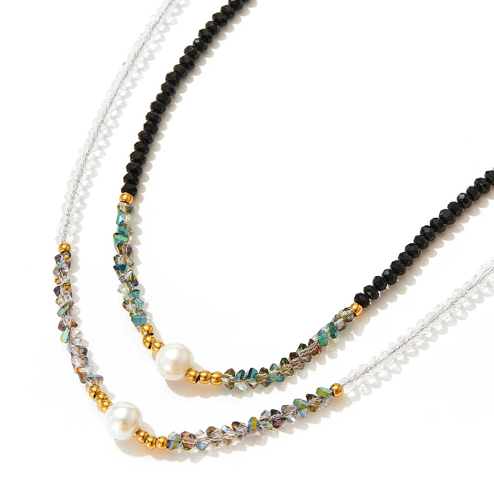 Korean Personalized Collarbone Pearl Crystal Bead Woman Choker Necklace