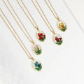 2022 New Gold Plated Stainless Steel Chain Resin Pressed Dried Flower Necklace Pendant for Women Girl
