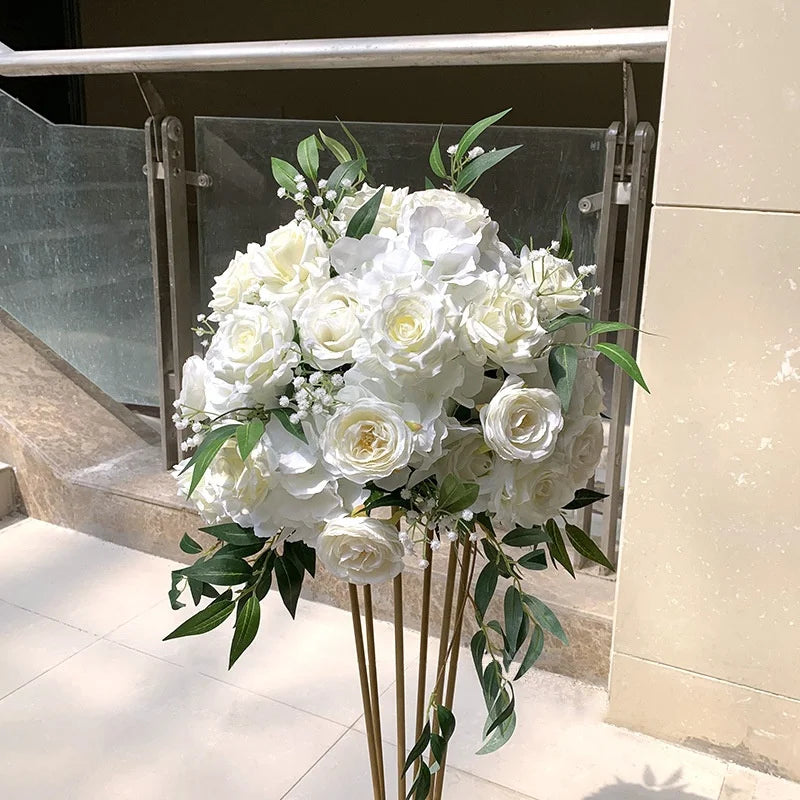 Wedding Supplies Silk Rose Table Centerpieces 50cm Artificial Flower Ball for Wedding Arrangements