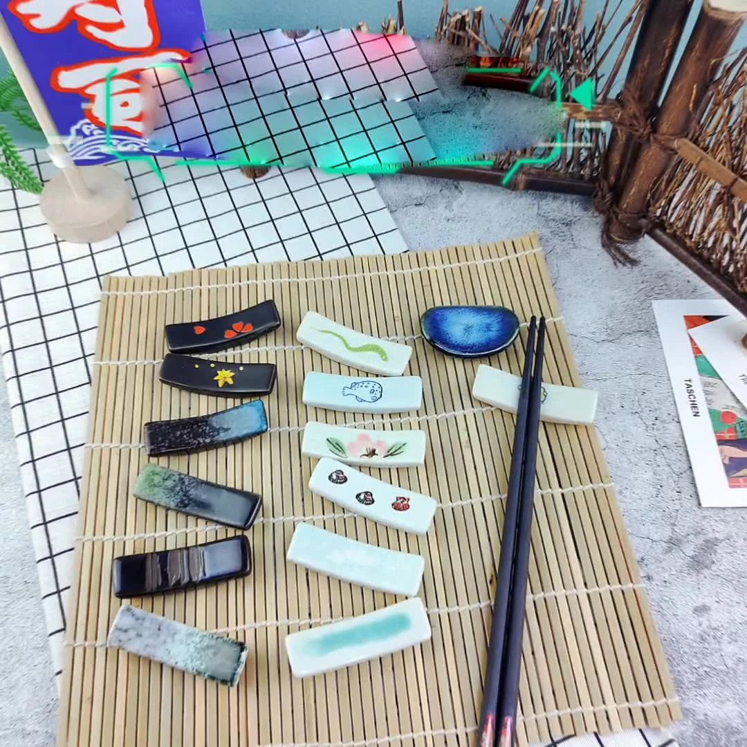 Ceramic Chopsticks Holder Chopstick Rest Spoon Fork Paint Brush Stand Holder