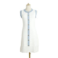 2025 Spring Summer Designed Lady Sleeveless Denim Patchwork Wear Women Single-breasted Short Mini Knitted Slim Fitted Dress