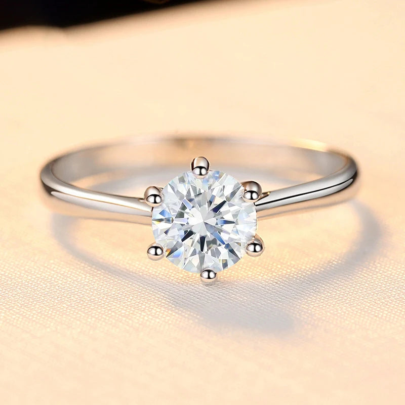 New Trendy White Gold Plated Jewelry 925 Sterling Silver High Quality 0.3ct/0.5ct/1ct/2ct/3ct Moissanite Engagement Rings