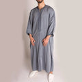 Men Islamic Robe Muslim Kaftan Half Sleeve Solid Color V Neck Vintage Robes Casual Dubai Saudi Arabia Men Jubba Thobe