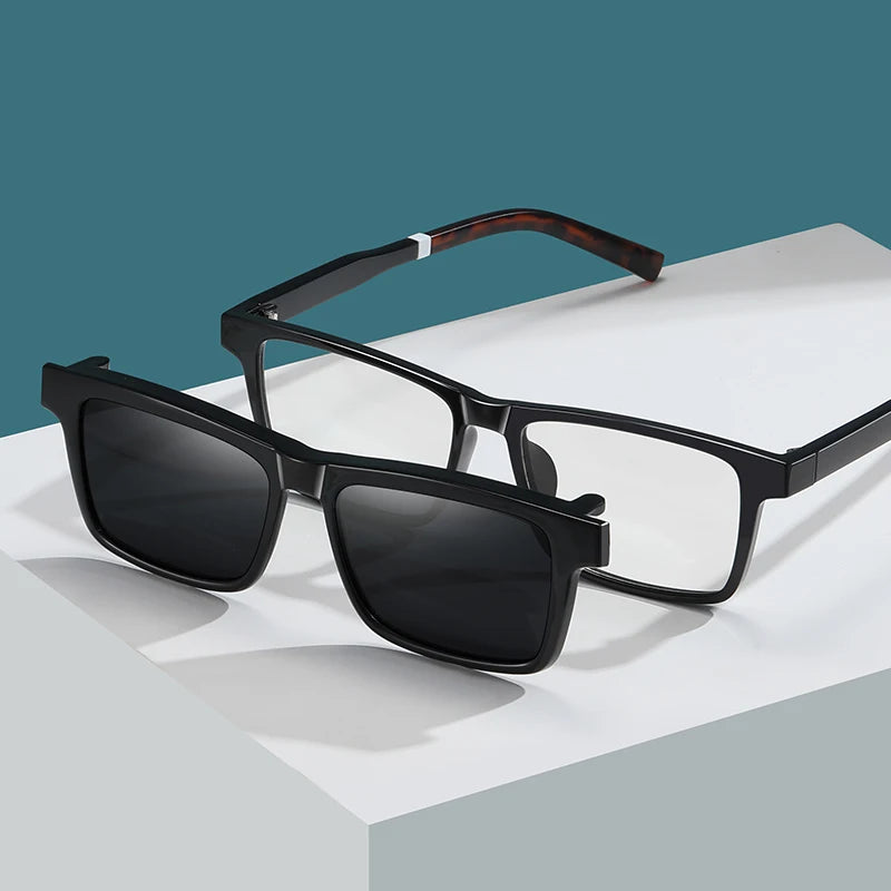 Functional Magnetic Clip-On Polarized Glasses Men Sunglasses Blue Light Blocking Eyewear Anti Glare Sun Shades