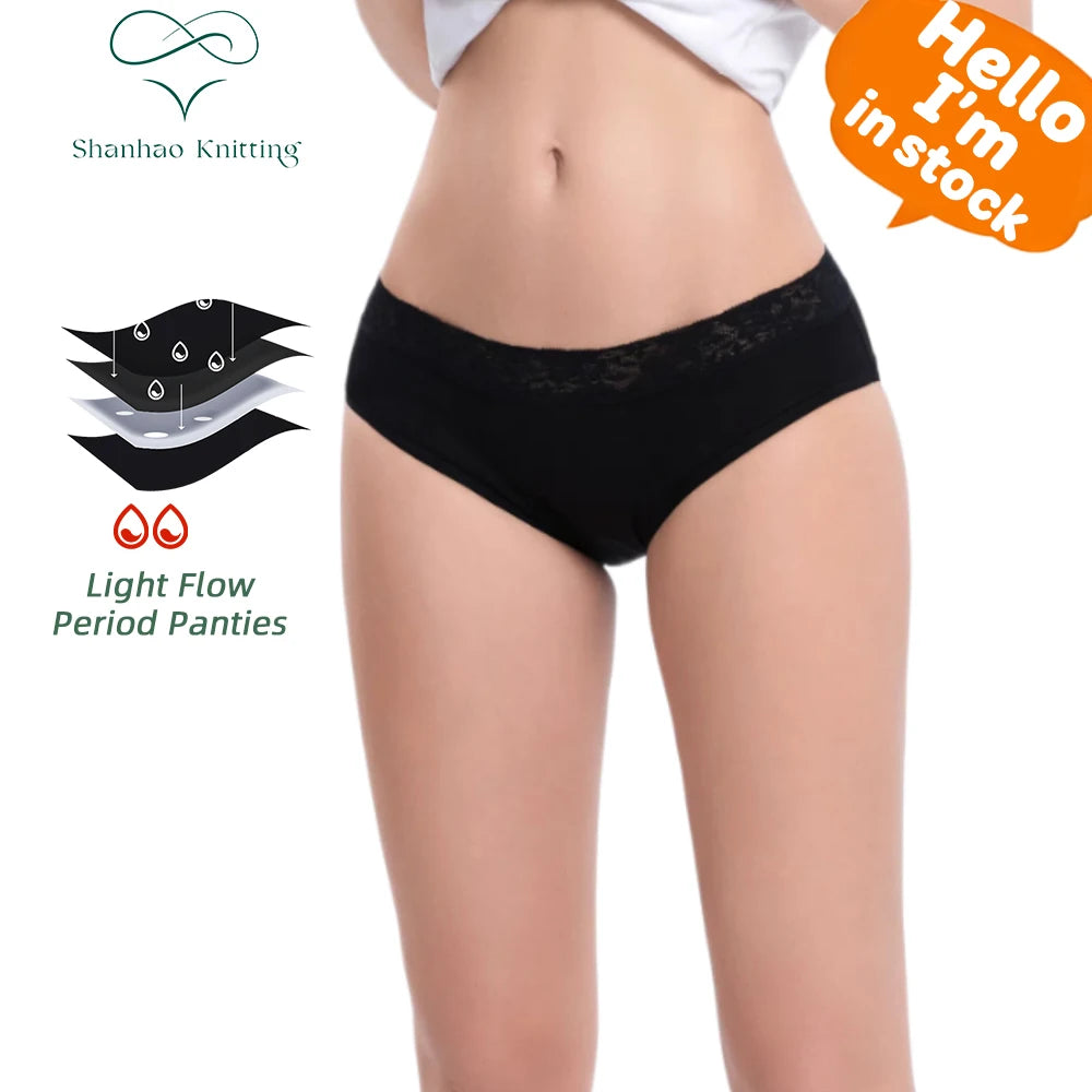 Shanhao Extra Padding Incontinence Panties Women OEM Menstrual Panties Knitted Plain Dyed for Period Pantie