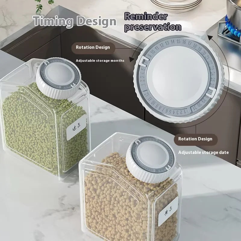 Food Grade Transparent Storage Box Thick Plastic Sealed Container for Snacks Kitchen Storage for Whole Grains Cereals Timers