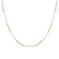 Natural Freshwater Pearl Stone Necklace Stainless Steel with Gold Silver Plating for Wedding Engagement Silver Round Pattern
