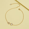 RINNTIN SA67 Wholesale Trendy 14K Gold Plated Chain Anklets Beach 925 Sterling Silver Flower Daisy Anklets for Women Jewelry