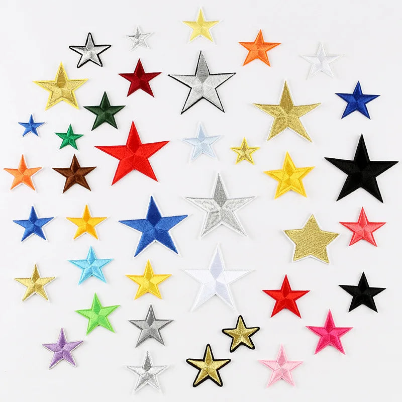 Hot Sale Mini Size Embroidered Iron on Star Patches With Different Colors for Clothing