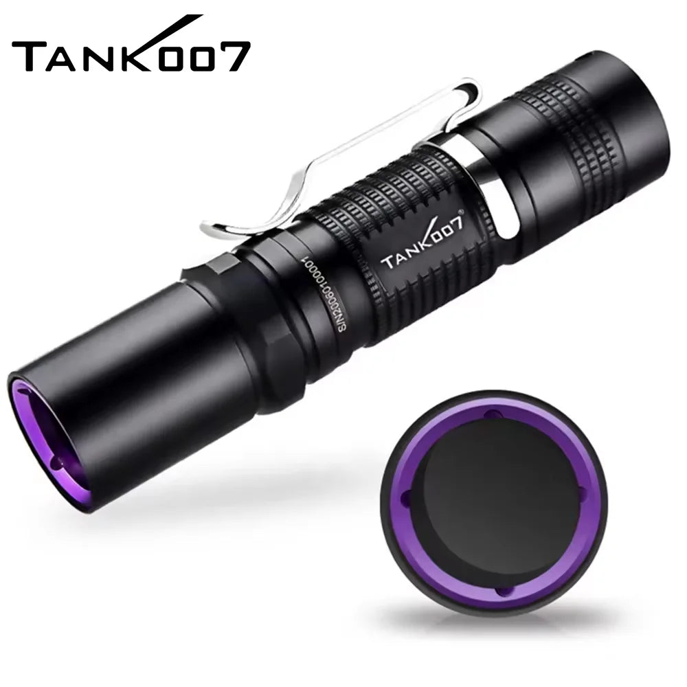 For Tank007 IP68 Pocket UV Anti-counterfeiting LED Torch Light Blacklight 365nm Ultraviolet Flash Light AA Black Uv Flashlight