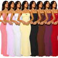 Summer Casual Dress Women Boutique Pure Color Double Layer Floor Length Dress Tank Top Dresses for Ladies Outdoor Streetwear