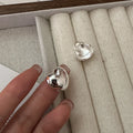 Fashion 925 Sterling Silver Lovely Cute Smooth Big Heart Stud Earrings for Girls Women Christmas Gifts