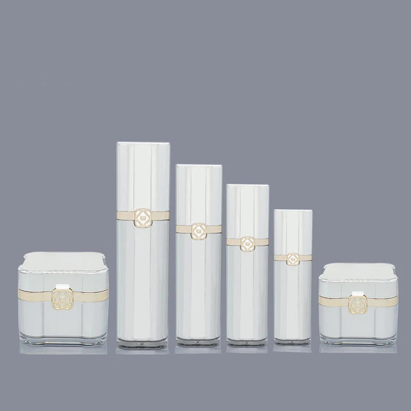 30g 50g Empty unique design square white acrylic jars for cream 15ml 30ml 60ml 100ml plastic lotion bottles