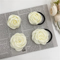 MIO Korea Camellia Hairpin Handmade Elastic Rubber Band Fashion Satin Rose Hair Clip Elegant White Flower Hair Ties for Women