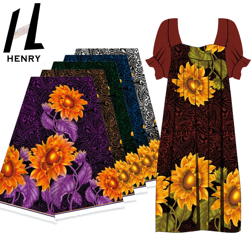Fabric Manufacturer Oil Painting Style Large Flower Pattern Series Polynesian Design Dress Fabric