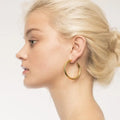 Modern Minimalist Stainless Steel Jewelry Gold Geometric Shape Trendy Circle Stud Chunky Big Thick Hoop Earrings Hypoallergenic