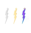 Gold Silver Rainbow Stainless Steel Mini Flash Lightning Bolt Filigree Charm Pendant for DIY Necklace Earring Jewelry Making