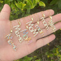 New Mother's Day Gift 18K Gold-plated Brass Zircon MOM Letter Pendant Link Chain Necklace for Mom Fashion Jewelry Party