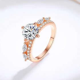 Vintage Design 1Carat S925 Sterling Silver Rose Gold Plated Pass Diamond Tester Women's Wedding Diamond Moissanite Ring