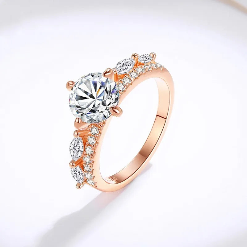 Vintage Design 1Carat S925 Sterling Silver Rose Gold Plated Pass Diamond Tester Women's Wedding Diamond Moissanite Ring