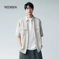 Men's for Tencel Linen Short Sleeve Shirt  Casual Overlay Coat for Spring Summer Quick-Drying  Coat Casual Shirt