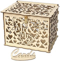 TaiLai Rustic Mr & Mrs Wooden Wedding Card Box with Lock - Hollow Laser Cut Heart Decor Card Holder for Wedding Reception