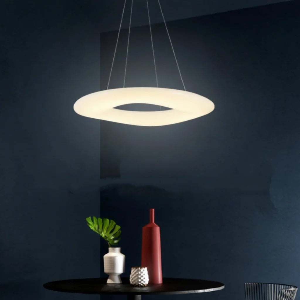 Modern White Ring LED Pendant Lights Kitchen Hanging Lamp Dining Room Novelty Home Luminaire Indoor Decorative Lighting Fixtures