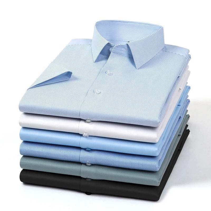 Luxury Men's Big Brand Waterproof Anti-Fouling Non-Iron Anti-Wrinkle Business  Accessible Short-Sleeved Shirt