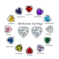 Halo Earrings Jewelry Heart Shaped Colorful Birthstone Zirconia Rhodium Plated 925 Sterling Silver Earring Studs