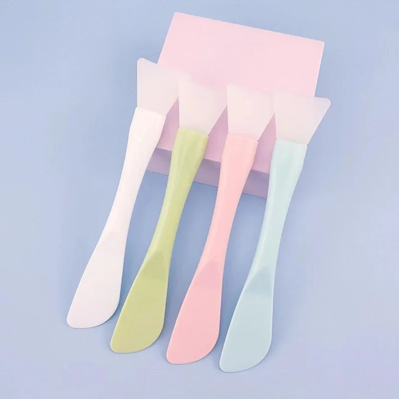 Silicone Facial Mask Brush Soft Double Head Scraper Mud Film DIY Face Beauty Tool Plastic Handle Concealer