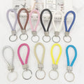 Wholesale Rhinestone Crystal Leather Rope Diamond-encrusted Wrist Car Keychain DIY PU Leather Weave Rope Key Chains Accessories