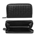 New Luxury Fashion RFID Genuine Leather Ladies Card Holder Wallets Minimalist Purse Custom Zipper Woven Wallet Women