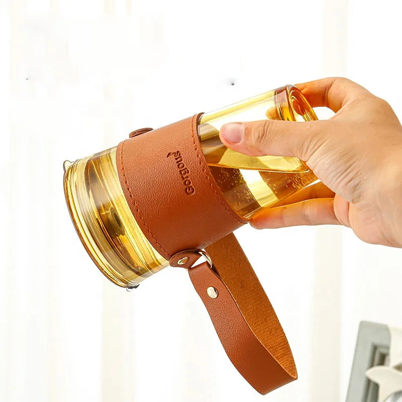 Coffee Cup Sleeves Reusable Leather Coffee Cup Holder With Handle Portable Insulated Drink Carrier for Beverage Drinks Boba Tea