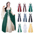 Medieval Renaissance Costumes Dress 2022 Square Neck Tie Waist Mid-Century Renaissance Vintage Dress Dropshipping
