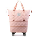 Large Capacity Multi-Functional Sports Fitness Bag with Zipper Closure Foldable Expandable Casual Fashion Travel Bag with Wheels