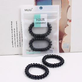 Korean Version Basic Black Waterproof Shower Wash Hair Rope Telephone Wire Hair Ties Braid Women's Hairbands