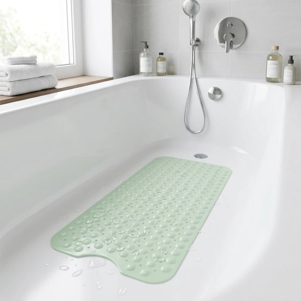 Anti-Slip PVC Bath & Toilet Supplies Long 40 X 100cm Shower Floor Mat with Suction Cup Customized Color