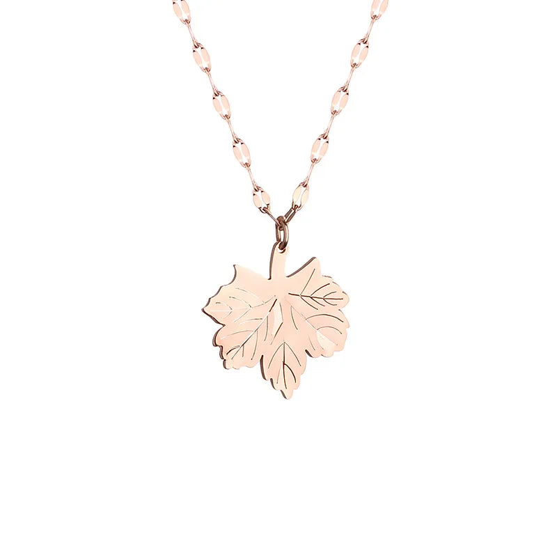 Simple Stainless Steel Necklace Gift Giving Thanksgiving Necklace Durable Maple Leaf Pendant Necklace for Women